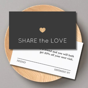 Carte De Parrainage Simple élégant gris foncé blanc coeur or
