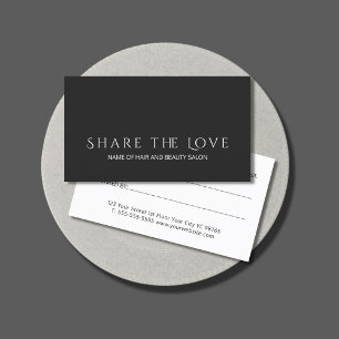 Carte De Parrainage Simple élégant salon de beauté noir blanc