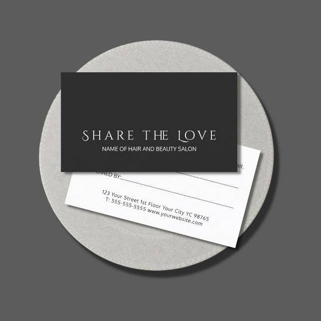 Carte De Parrainage Simple élégant salon de beauté noir blanc (Créateur téléchargé)
