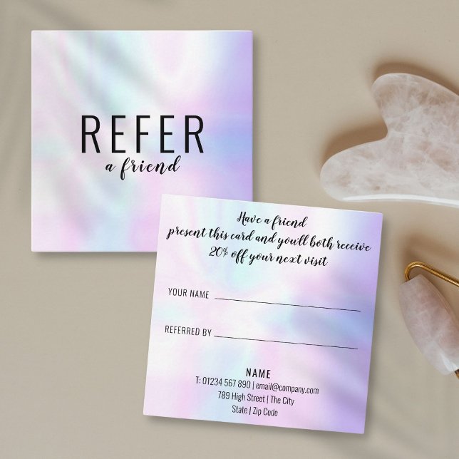 Carte De Parrainage Simple Moderne Professionnel Iridescent (Simple Modern Professional Iridescent Referral Card)