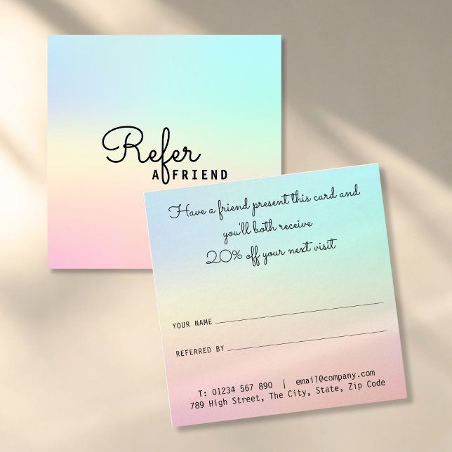 Carte De Parrainage Simple Moderne Professionnel Teintes Pastel (Simple Modern Professional Pastel Shades Referral Card)