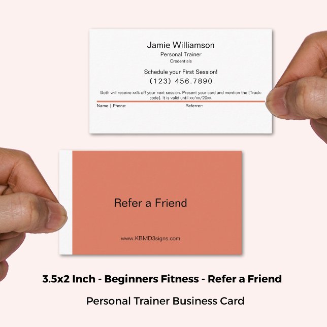 Carte De Parrainage Simple recommander un ami brûlé orange et blanc (3.5x2 Inch, Simple Refer a Friend Burnt Orange & White Referral Card)