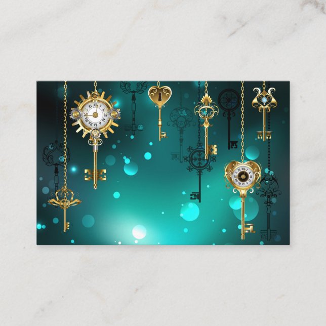 Carte De Parrainage Skeleton Keys on Green Background (Devant)