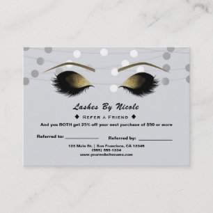 Carte De Parrainage Soins après-pose Silver White Lights Lashes Référe