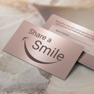 Carte De Parrainage Sourire dentaire moderne Rose Gold Dental Orientat