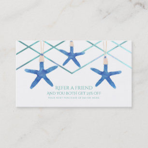 Carte De Parrainage Starfish & Modern Lines Plage Référez-vous à une c