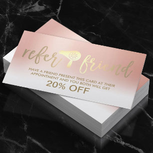 Carte De Parrainage Styliste de cheveux Pastel Rose Gold Salon Référen