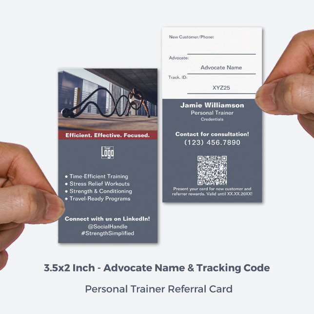 Carte De Parrainage Transformer les clients de fitness loyaux en ambas (3.5x2 Inch, Turn Loyal Fitness Clients into Ambassadors Referral Card)
