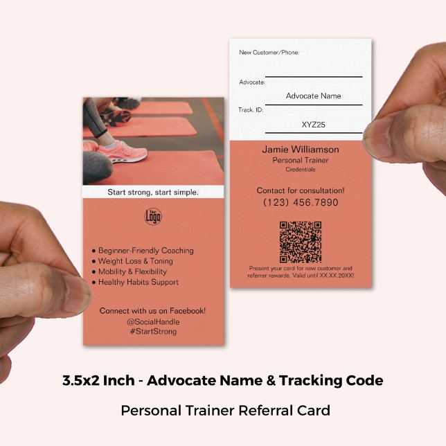 Carte De Parrainage Transformer Les Clients Débutants En Avocats (3.5x2 Inch, Turn Loyal Fitness Beginner Clients Into Advocates Referral Card)