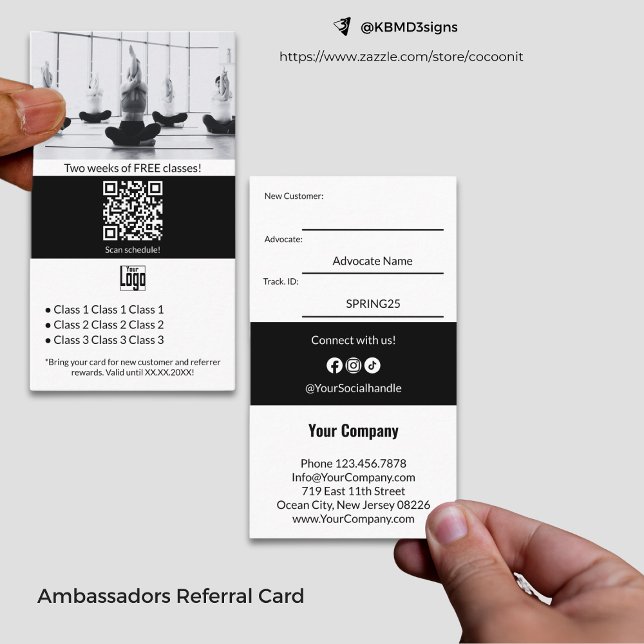 Carte De Parrainage Transformer les clients loyaux en avocats Noir & B (Turn Loyal Customers into Advocates Black & White Referral Card)