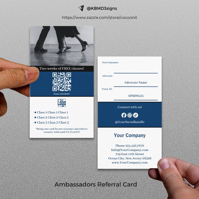 Carte De Parrainage Transformez vos clients loyaux en Ambassadeurs Ble (Turn Loyal Customers into Ambassadors Blue & White Referral Card)