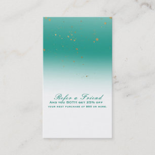 Carte De Parrainage Turquoise & Or Moderne Glamour Chic Parrainez un(e