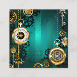 Carte De Parrainage Veille bijoux Steampunk sur un Arrière - plan vert