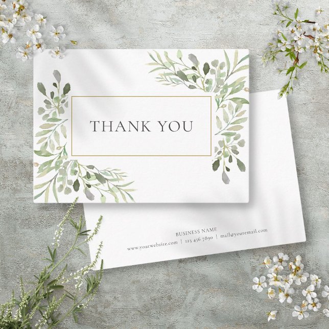 Carte De Parrainage Vert moderne Merci Floral d'affaires (Modern Greenery Floral Business Thank You Referral Card)