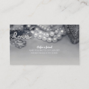 Carte De Parrainage Vintage Glam Black & White Pearls Référer un ami