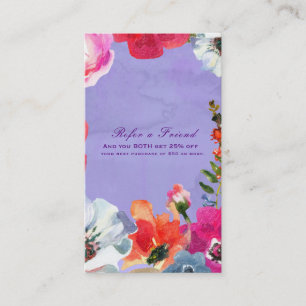 Carte De Parrainage Violet Gras Fleurs Pop Chic Référez un Ami