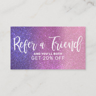 Carte De Parrainage Violet rose triple Parties scintillant Ombre Typog