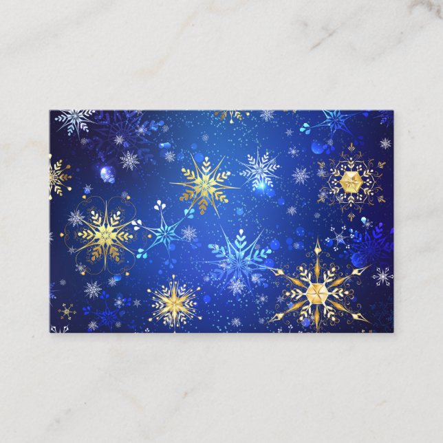 Carte De Parrainage XMAS Blue Background with Golden Snowflakes (Devant)