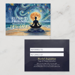 Carte De Parrainage Yoga Méditation Ciel Nocturne Étoilé Lune Plage Oc