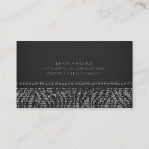 Carte De Parrainage Zebra Silver Sparkle Glam Chic Parrainer un ami
