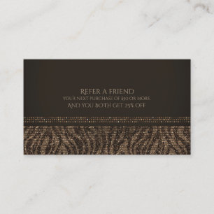 Carte De Parrainage Zebra Sparkle Marron Or Glam Chic Parrainer un ami
