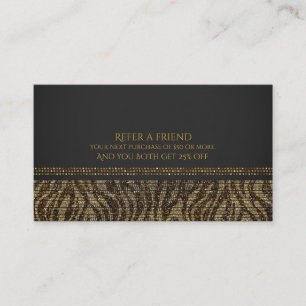Carte De Parrainage Zebra Sparkle Sequins Glam Chic Recommander un ami