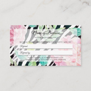 Carte De Parrainage Zèbre Floral Recommandation
