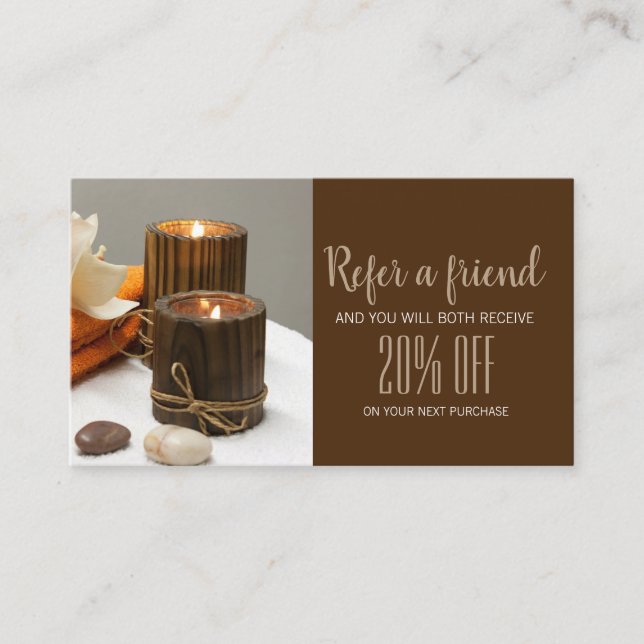 Carte De Parrainage Zen Aromathérapie SPA Massage thérapie Orientation (Devant)