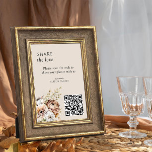 Carte de partage de photos avec code QR Fleurs Rus