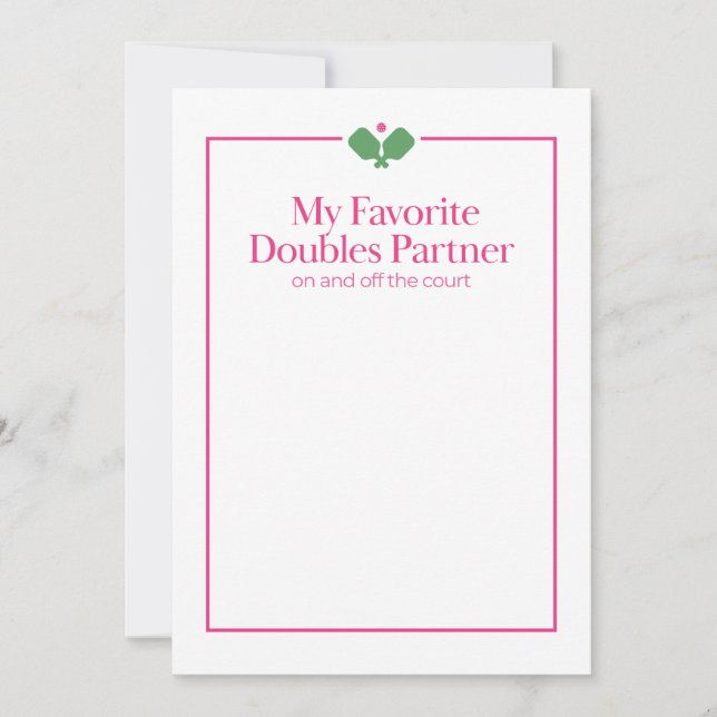 Carte de partenaire de double de pickleball | Rose (Devant)