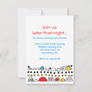 Carte de partie Bat mitzvah POP ART SCRIBBLY