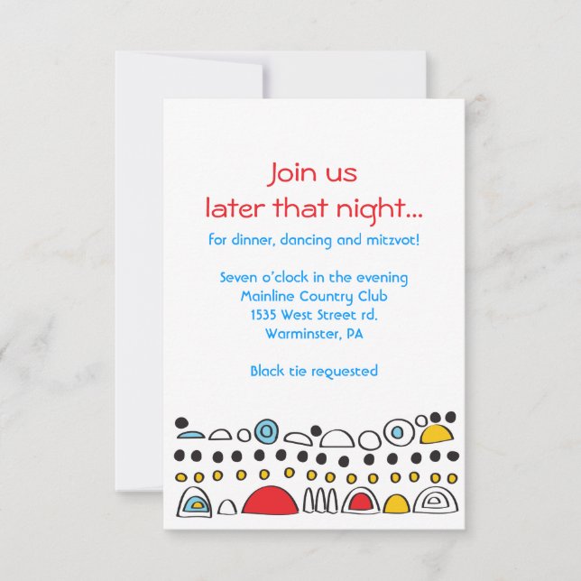 Carte de partie Bat mitzvah POP ART SCRIBBLY (Devant)