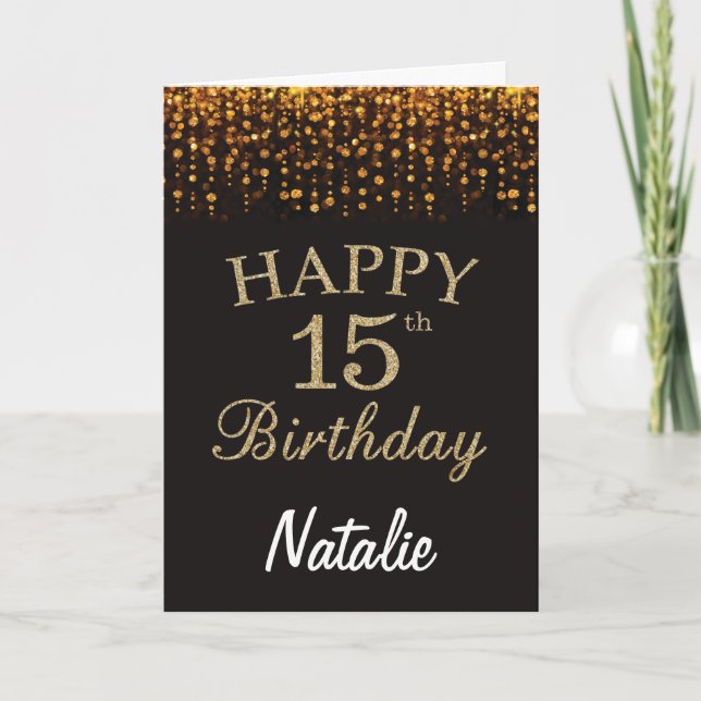 Carte de Parties scintillant Black and Gold 15th B (Devant)