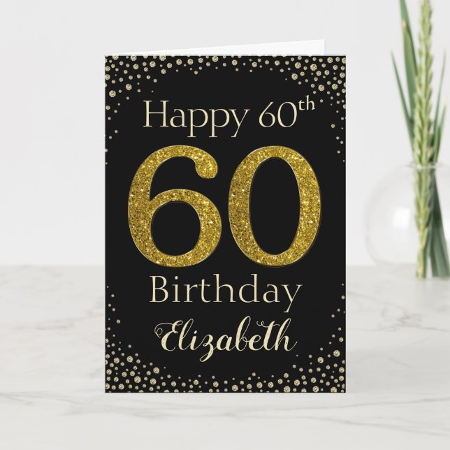 Carte de Parties scintillant d'or 60e anniversaire (Devant)