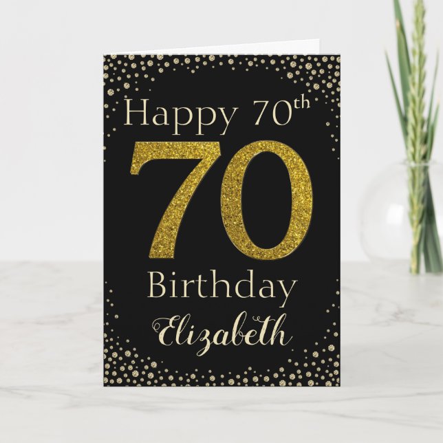 Carte de Parties scintillant d'or 70e anniversaire (Devant)