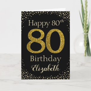 Carte de Parties scintillant d'or 80e anniversaire