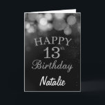 Carte de Parties scintillant noir et argent 13e an<br><div class="desc">13e Anniversaire Carte de Parties scintillant Noir et Argent avec nom personnalisé. Pour plus de personnalisation,  cliquez sur le bouton "Customiser" et utilisez notre outil de conception pour modifier ce modèle.</div>