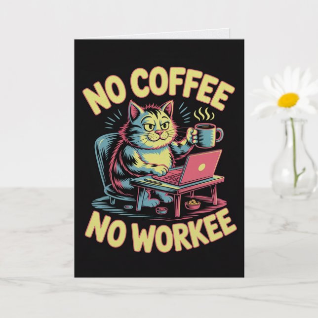 Carte de Pas de Café, Pas de Travail Drôle de Coll (Petite plante)