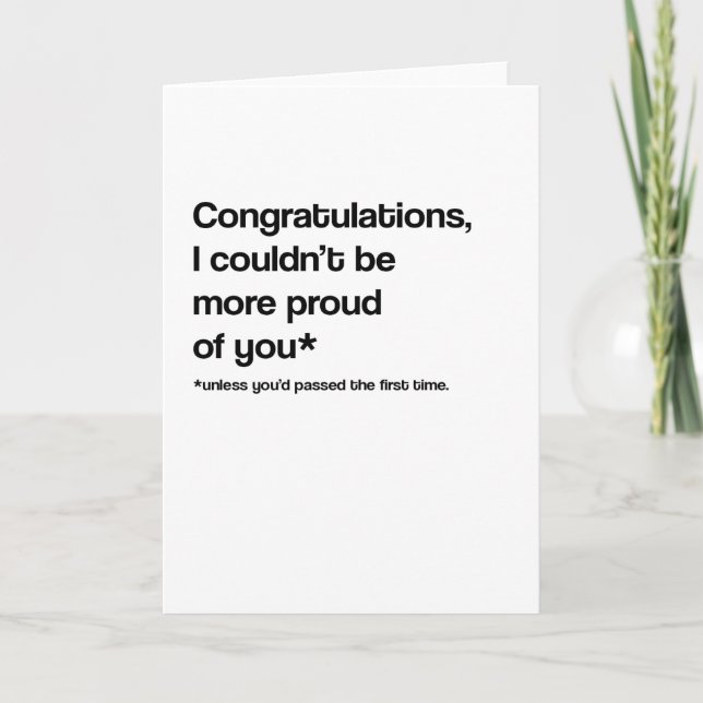 Carte de passage d'examen/test de conduite amusant (Devant)