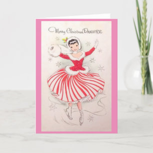 Carte de patinage sur glace de Noël Vintage pour f