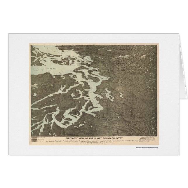 Carte de pays de Puget Sound à Washington 1891 (Devant horizontal)