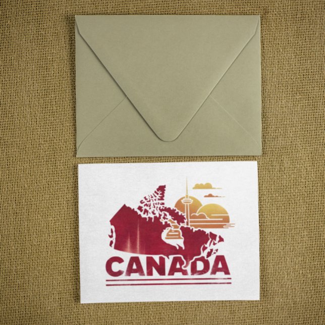 Carte de pays vintage Red Canada Feuille d'érable (Vintage Red Canada Country Map Maple Leaf Postcard)