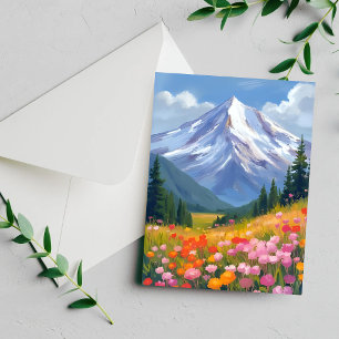 Carte de paysage aquarelle de fleurs sauvages de m