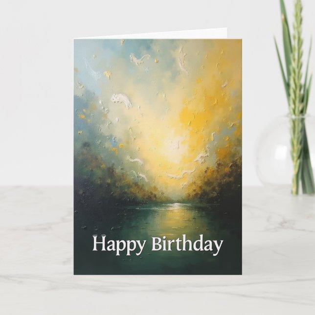 Carte de paysage d'anniversaire doré (Devant)