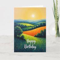 Carte de paysage d'anniversaire Golden Sun