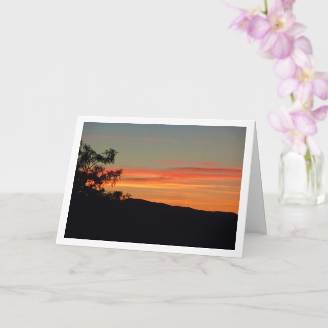 Carte de paysage de silhouette de coucher de solei (Orchidée)