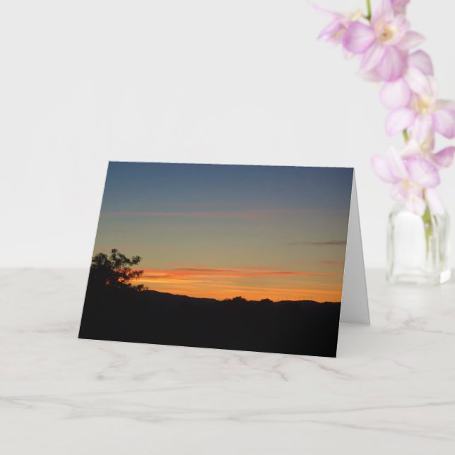Carte de paysage en silhouette de coucher de solei (Orchidée)