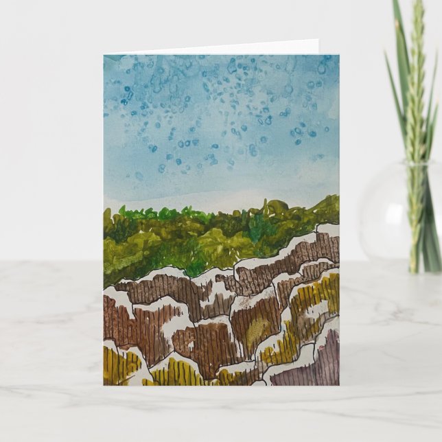 Carte de paysage multimédia peinture de rochers et (Devant)