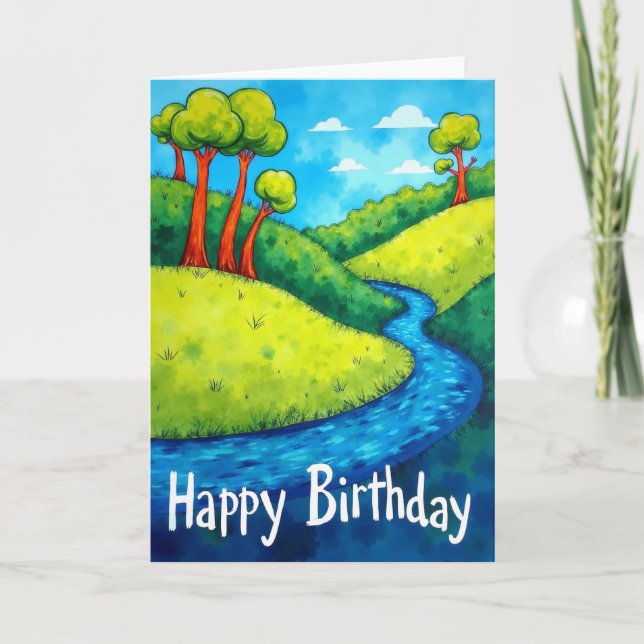 Carte de paysage vibrant joyeux (Devant)