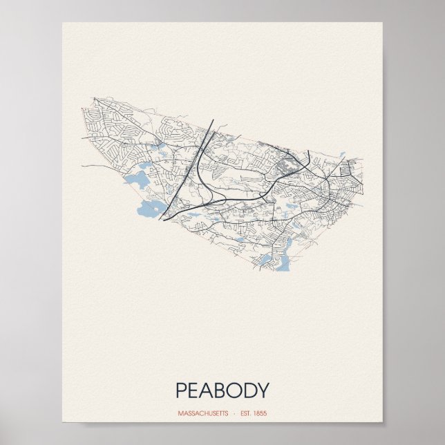 Carte de Peabody Massachusetts Poster (Devant)